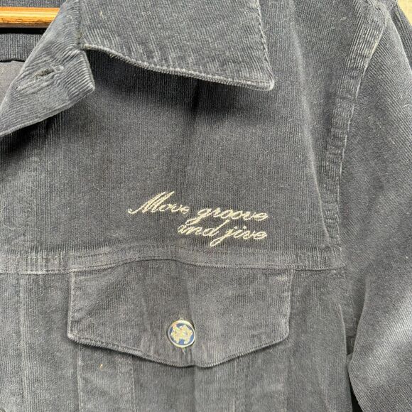 Zara Jacket Men's Large Blue Navy Corduroy Bomber Trucker Boxy Crop Pockets - Picture 4 of 10